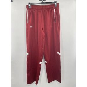 Under Armour Pants Adult Large Maroon White Logo Track Pants Warm Up Men's